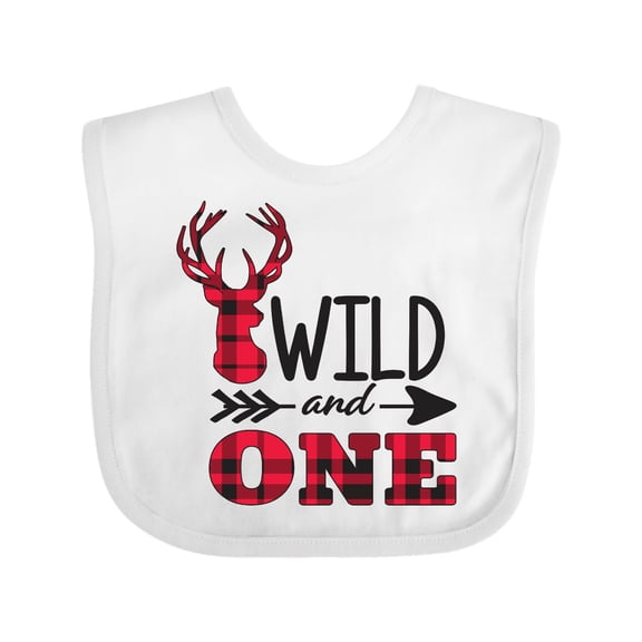 Inktastic Plaid Deer Wild and 1 with Arrow Boys or Girls Baby Bib