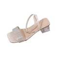 thumbnail image 2 of Women's Rhinestone Clear Block Heel Sandals, Wide Width Open Toe Summer Heels for Women, Adjustable Ankle Strap Casual Dress Sandals, Non-Slip Walking Shoes, 2 of 9