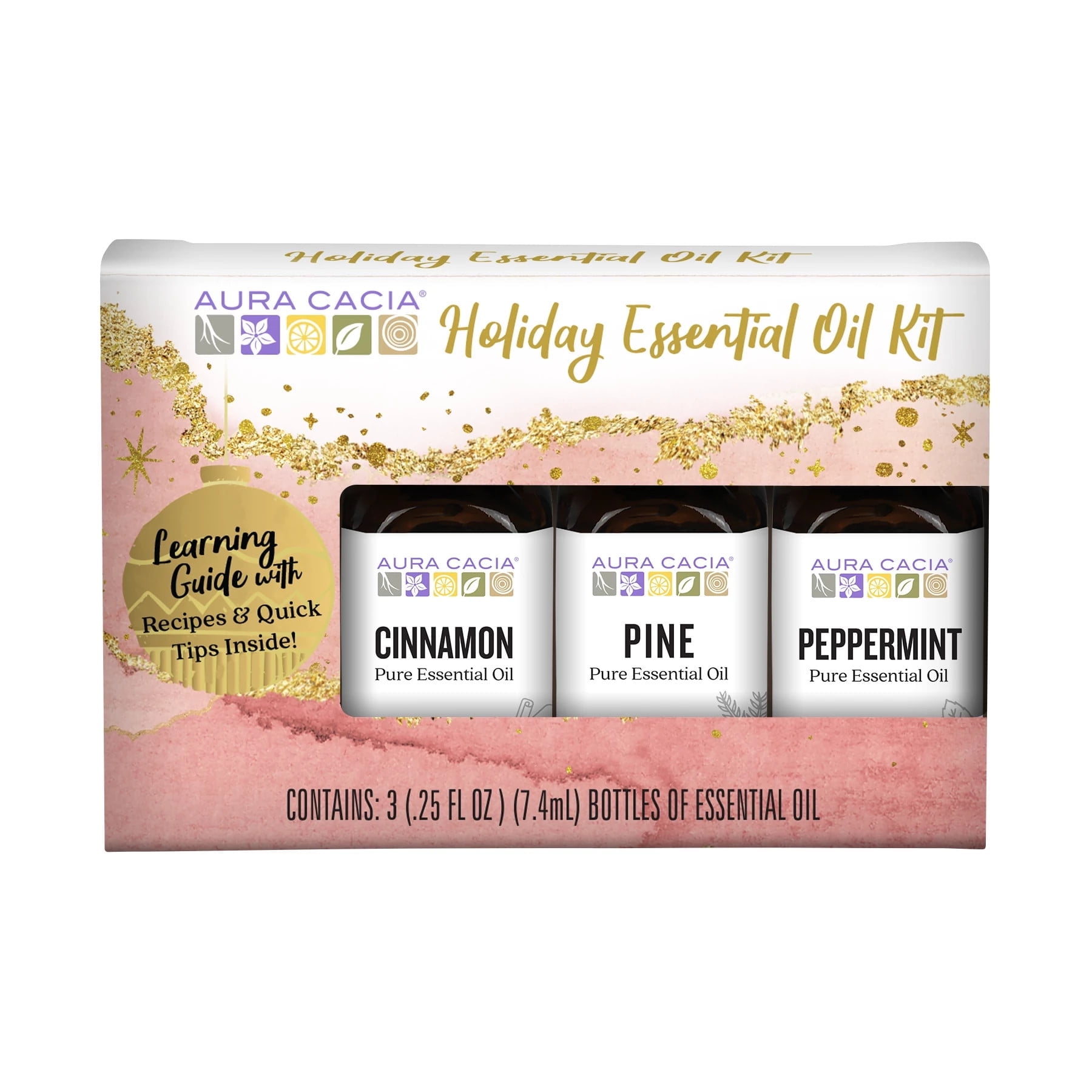 Aura Cacia Holiday Essential Oil Kit, 0.25 fl oz Bottles (3 Pack)