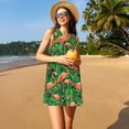 thumbnail image 3 of Vsdgher Robe d'Été Imprimé Flamant Rose pour Femmes Décontractée Col en U Robe de Plage Sans Manches Robe Débardeur Ample avec Poche, 3 of 7