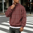 thumbnail image 4 of Nestiefly Flannel Shirt for Men 2026 Fashion Long Sleeve Plaid Quarter Zip Henley Pullover Sweatshirts Casual Fall Clothes Red L, 4 of 7