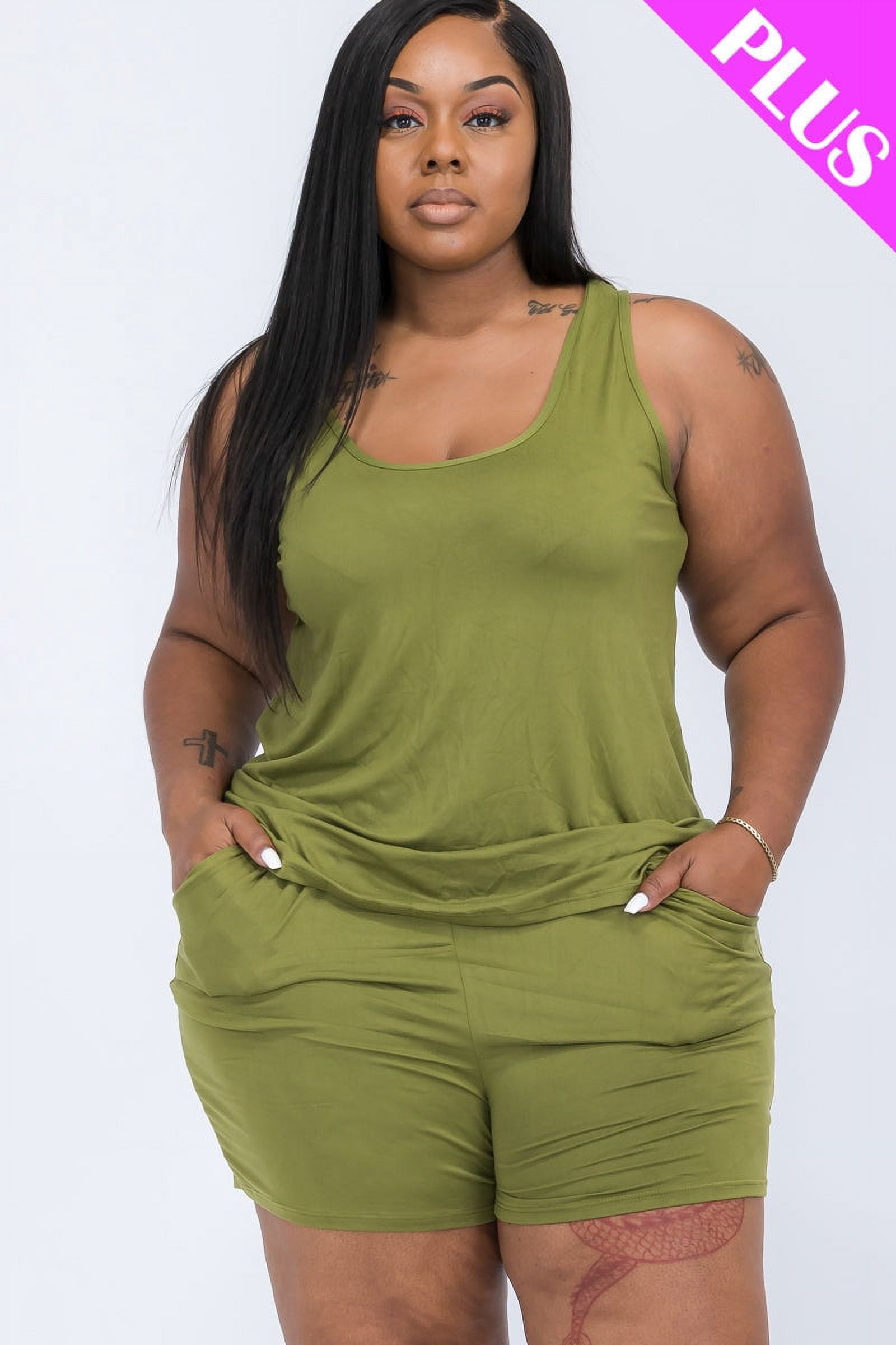 Comfortable Tank Top and Shorts Set in Plus Size