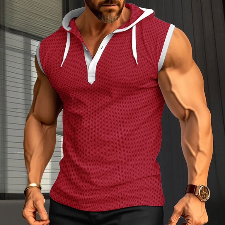 NOLDARES Men's Workout Hooded Tank Tops Sleeveless Gym Muscle