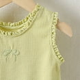 thumbnail image 7 of larppty Toddler Girl Baby Summer 2-Piece Sleeveless Pajama Set, Korean Style Ruffled Vest & Shorts, Soft Cotton Sleepwear for Girls Ages 6M-6Y（Light Green, 6-12 Months）, 7 of 7