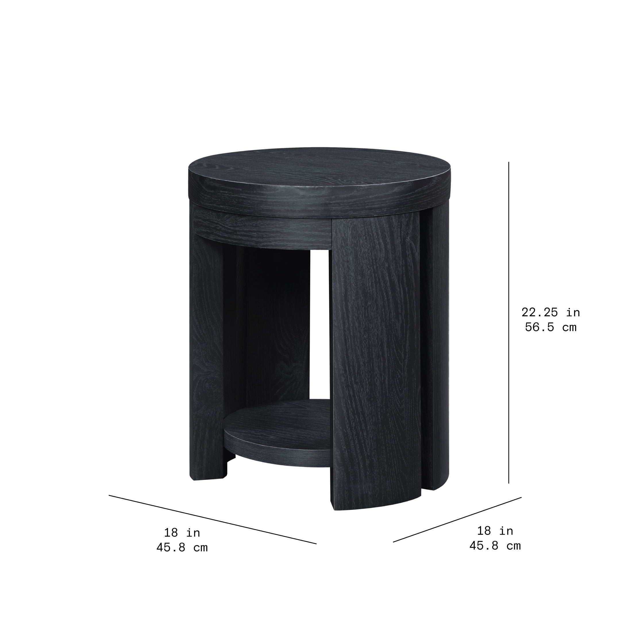 Beautiful Drew Side Table, Rich Black Finish