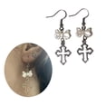 thumbnail image 2 of Sweet Cool Pendant Earring Hollow Cross Bowknot Dangle Earrings Ear Hooks Sweet Cool Drop Earrings Fashion Women Jewelry, 2 of 6