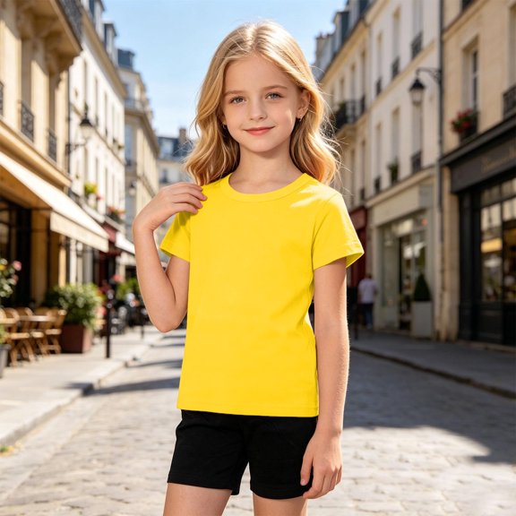 Summer Kids Casual Solid Short Sleeve T Shirt And Shorts For Girls Outfits Baby