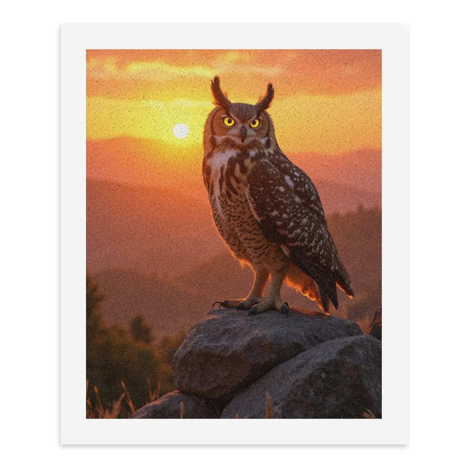 Paint by Numbers Kit for Adults, Owl Sunset Perched Rocks Scenic Paint by Numbers, Easy Paint by Numbers Kit for Adults Beginner, DIY Adult Paint by Number Kits on Canvas, Home Decor