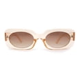 thumbnail image 2 of Womens Mod Chunky Plastic Rectangle Oval Lens Minimal Sunglasses Beige Brown, 2 of 4