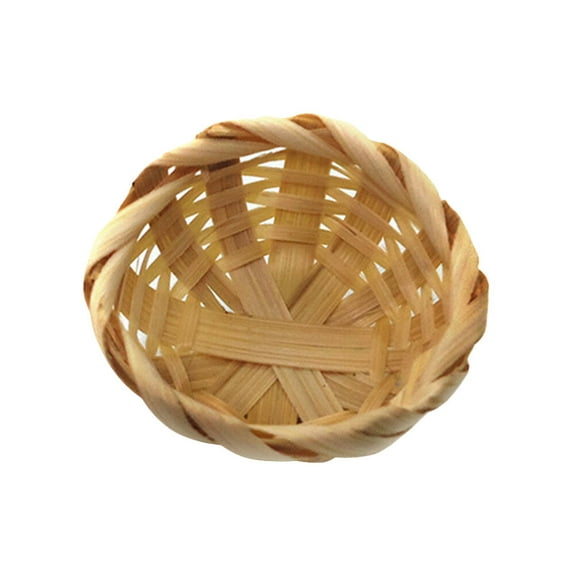 Weis Doll House Bamboo Basket Model Mini Bamboo Basket Ornament Mini Round Basket Accessories