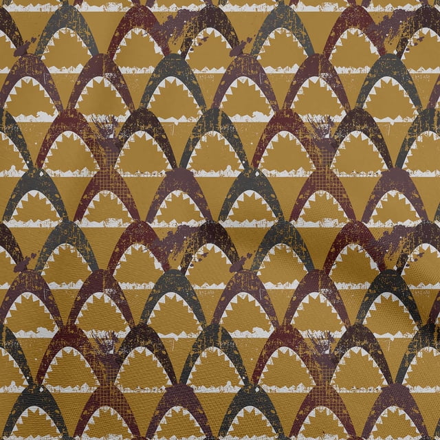 oneOone Cotton Cambric Brown Fabric Ocean Shark Craft Projects Decor Fabric Printed By The Yard 56 Inch Wide