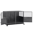 thumbnail image 4 of 48" Heavy Duty Dog Crate, Cage Kennel Metal Pet Playpen with Wheels and Tray, Double Doors Lockable Indoor Dog Kennel, 4 of 9