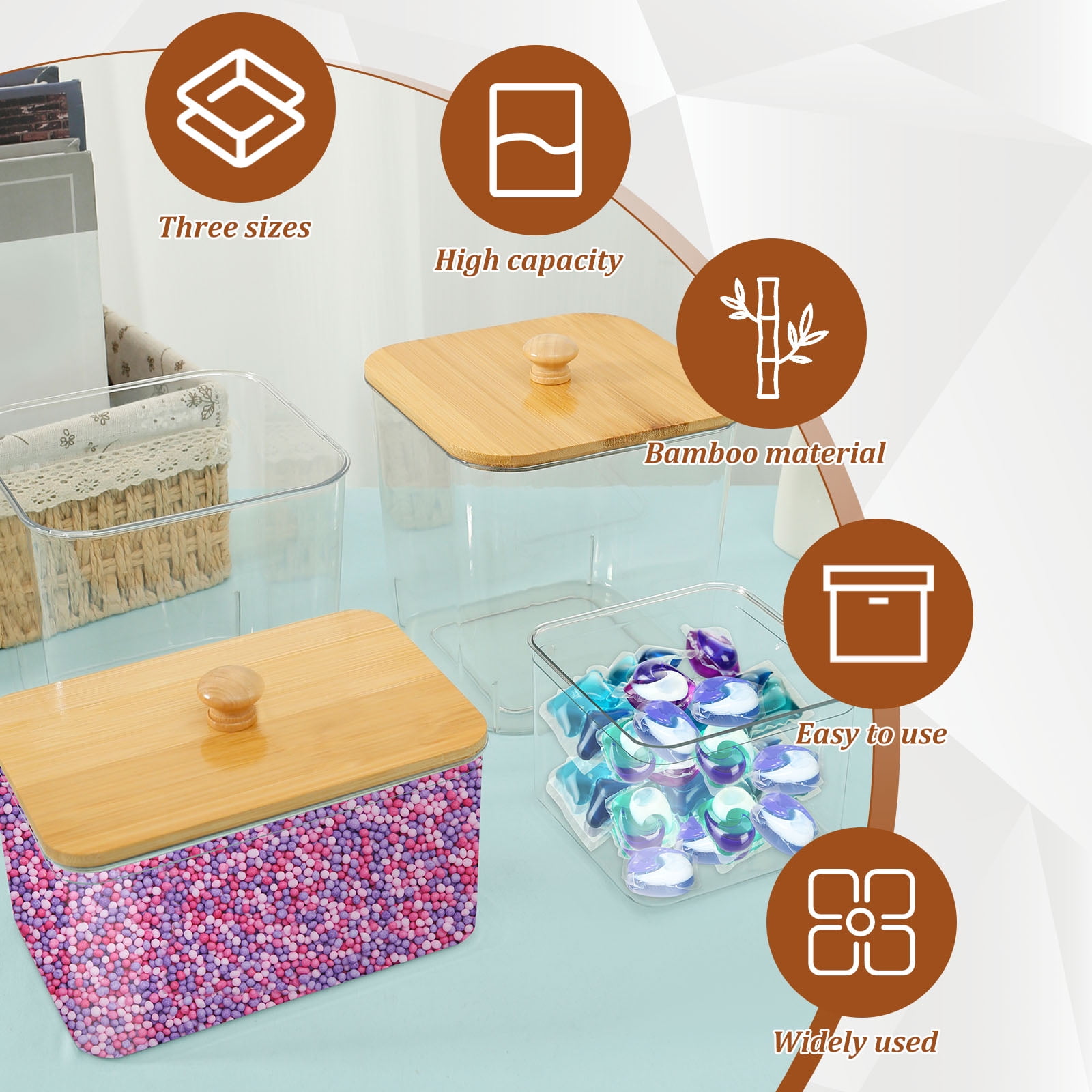 4 Pcs Laundry Powder Container with Lid Clear Dryer Sheet Holder Large Opening Reusable Organization Containers for Scent Booster