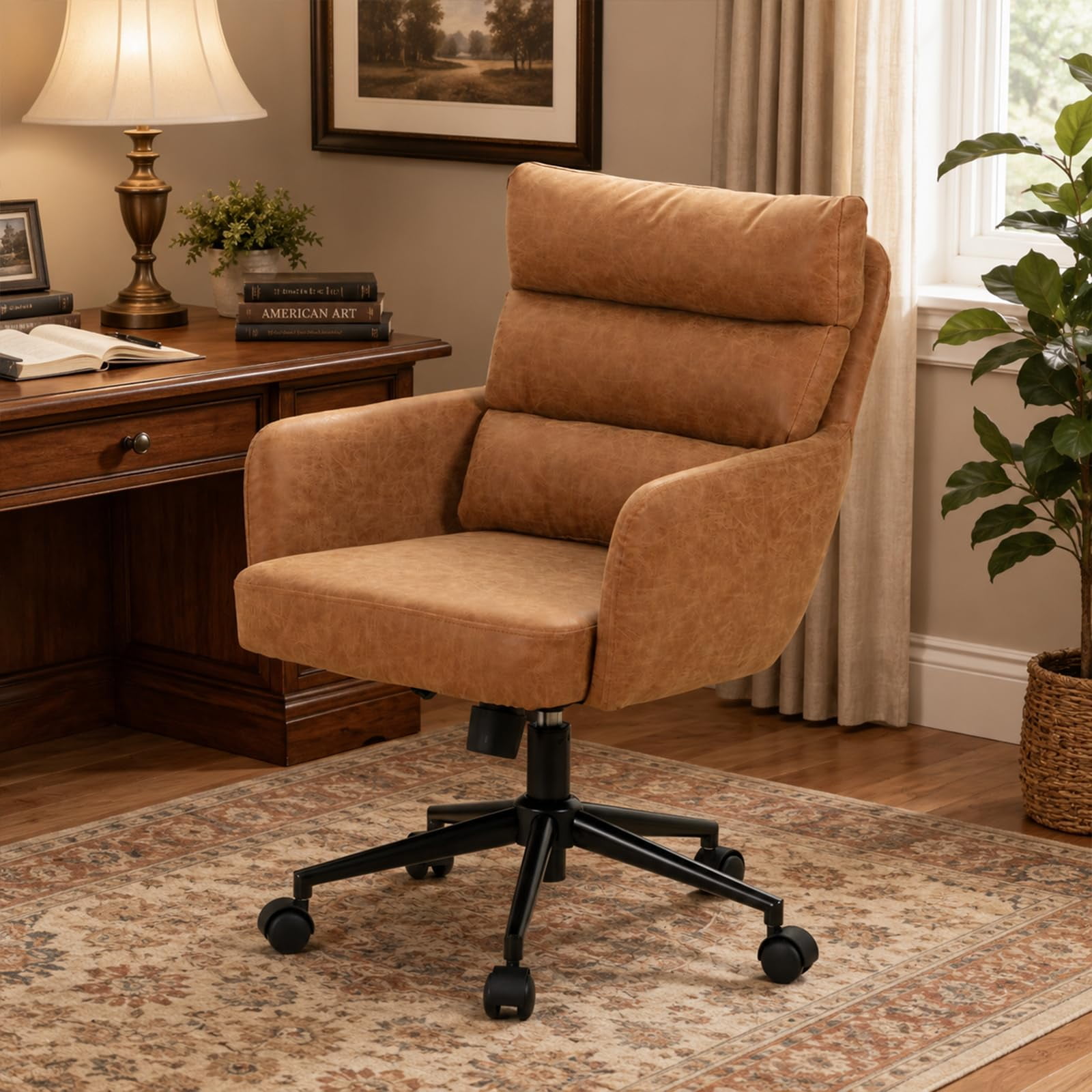 faux leather home office desk product