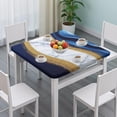 thumbnail image 3 of Blue Gold Wave Marble Pattern Square Fitted Tablecloth with Elastic Edge,Square Table Cover,Washable Elastic Table Cover for Home Kitchen Party Decor 34"x34", 3 of 6
