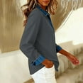 thumbnail image 4 of Denim Button Down Shirts for Women Solid Casual Long Sleeves Lapel Denim Bottun Tops, 4 of 7