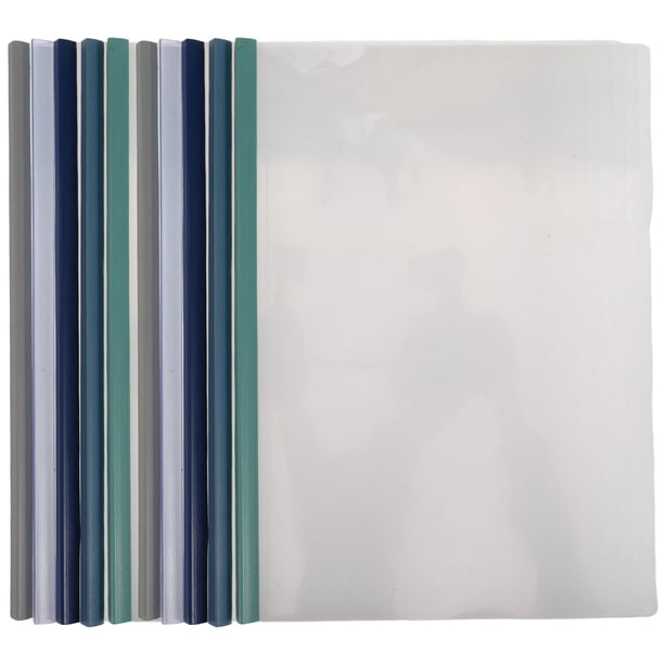 10 carpetas de folletos con barra deslizante, transparentes, organizadoras de archivos, con clip, para informes, carpetas deslizantes para oficina, escuela y reuniones.