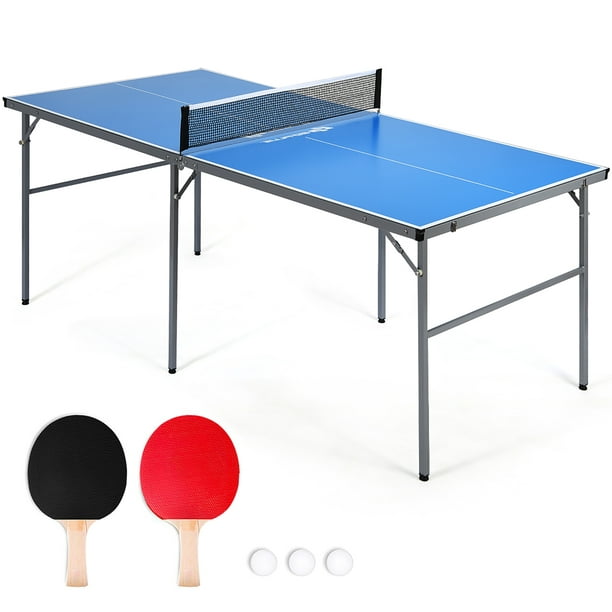 Goplus 6'x3' Tennis Ping-Pong Portable Table Pliante avec Accessoires Jeu Extérieur Intérieur