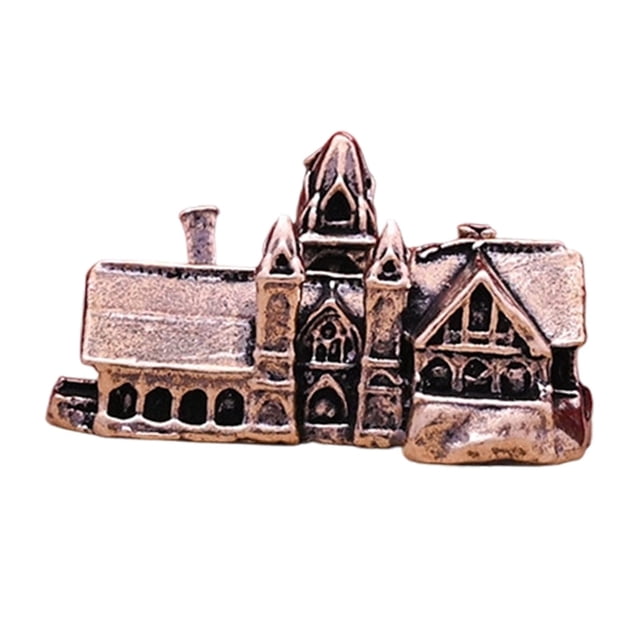 Figura De Castillo De Latón En Miniatura, Adorno Retro De Escritorio Para Estantería De Mesa De Oficina.