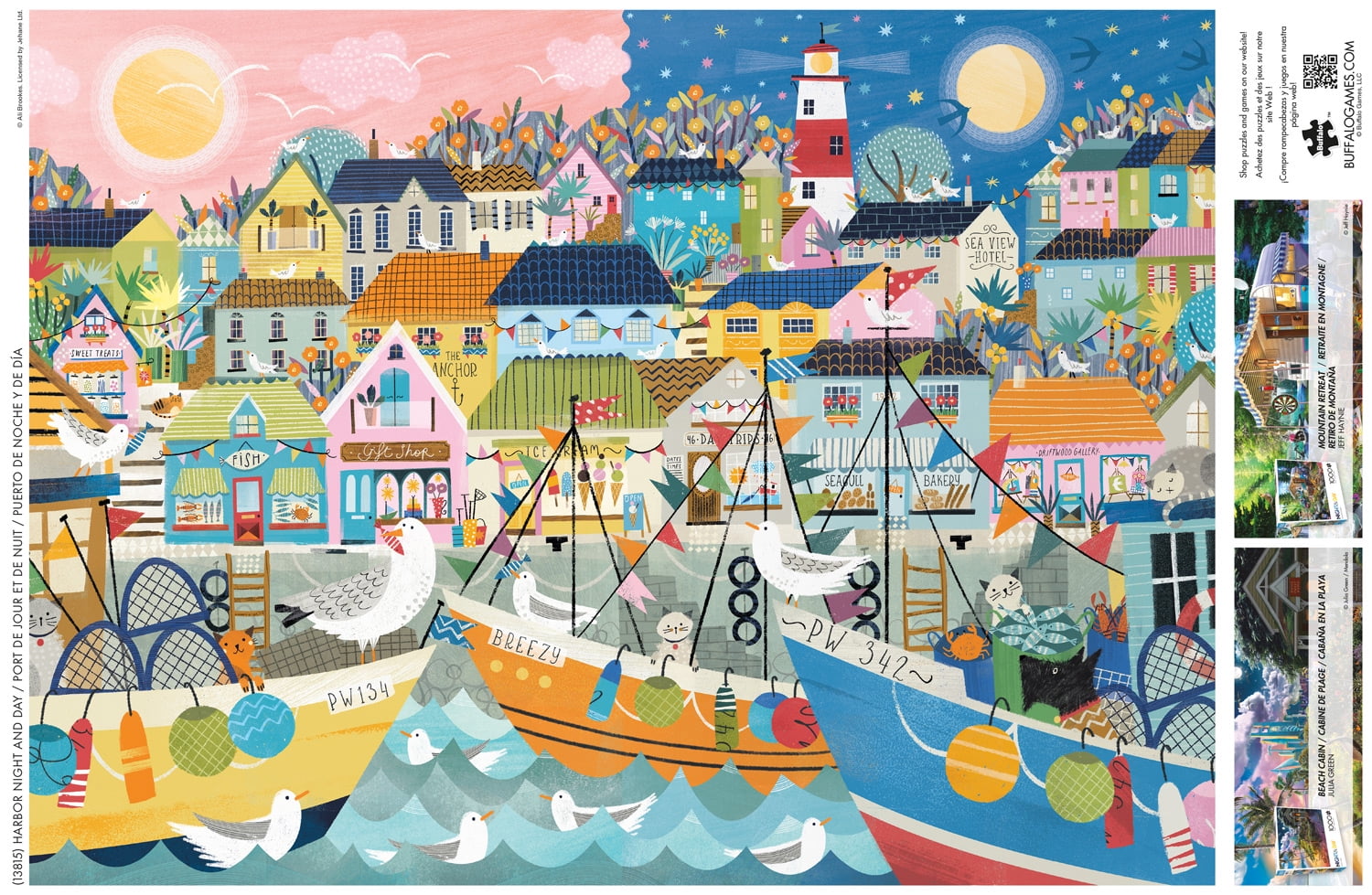 Buffalo Games Harbor Night and Day Puzzle imbriqué de 1000 pièces pour adultes de 14 à 99 ans