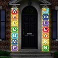 thumbnail image 1 of Welcome Banner Back to School Banner Poster First Day of School Porch Sign LED String Lights Ready to Learn Classroom Door Banner Decorations for Preschool Elementary Middle School, 1 of 7