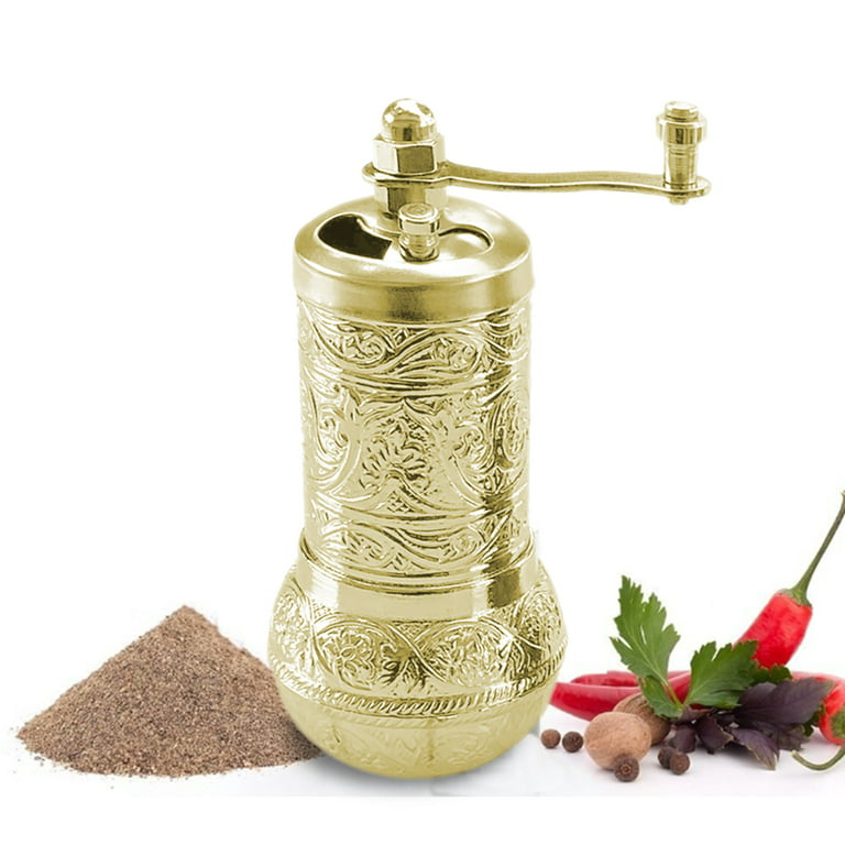 Crystalia Black Pepper Grinder, Refillable Turkish Spice Mill with  Adjustable Grinder, Manual Pepper Mill with Handle, Spice Grinder