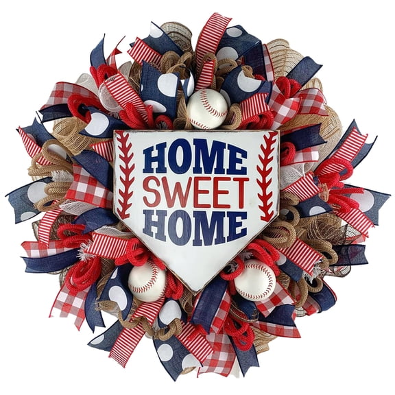 Youweixiong 4th of July Decoration Patriotic Wreath for Front Door USA Flag Red White and Blue Grapevine Wreaths