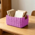 thumbnail image 5 of Woven Storage Basket, Small Storage Basket for Organizing Bathroom Kitchen Shelves Drawer, Cute Handled Wicker Bins for Decorative Square Basket Organizer, 5 of 6