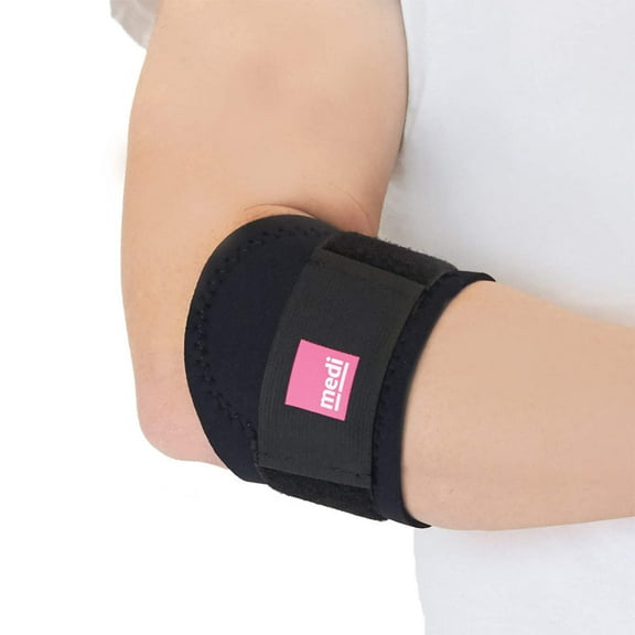 Medi Neoprene Tennis Elbow Wrap, Pressure Pad, Tension Strap (Black) Large 87654