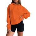 thumbnail image 5 of Womens Sweatshirts Women's Solid Color Sweatshirt Women's Casual Hoodie Basic Pullover Sweatshirt Soft Comfortable Long Sleeve Hooded Top For Everyday Wear All Season, 5 of 7