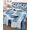 Indigo, Gray, Blue, variant on Twin XL Quilt Bedding Set, Blue Geometric Reversible Summer Quilt 3 Pieces, Modern Abstract Watercolor Bohemia Lightweight Bedspreads Coverlets with 2 Pillow Shams for All Seasons
