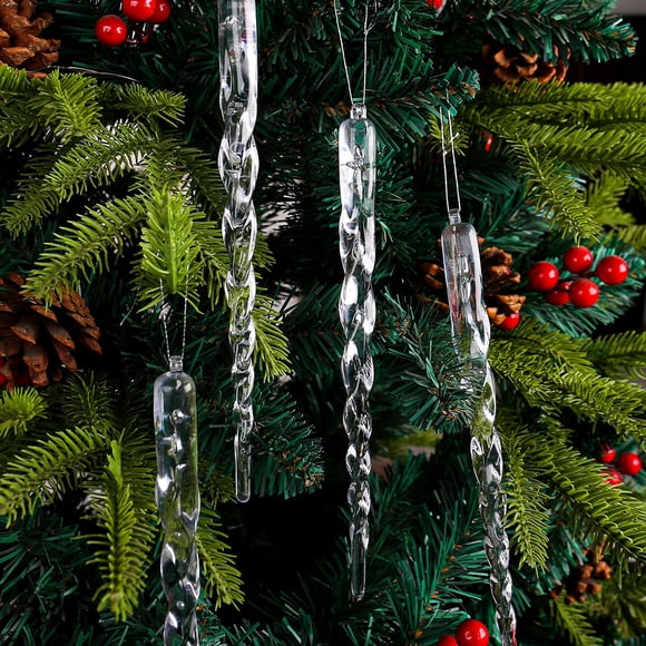 Xihbxyly Artículos En Exceso Liquidación Todo 12 Piezas de Carabaos Navidetransparent para Decoración, Barra de Carámbanos, Simulación de Columna de Carámbanos, Decoración Original, Colgante de Caram