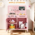 thumbnail image 6 of Arlopu Kids Pretend Play Kitchen Set, Ultimate Interactive Wooden Kitchen with Knob Sounds, Sink, Water Dispenser, 6 Pcs Cookware & Chalkboard for Ages 3+, 6 of 8