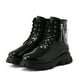 thumbnail image 3 of NECHOLOGY Botas Mujer Adulto Femenino Zapatos Botines de mujer Estilo Británico Color Sólido Cuero Lateral Cremallera Suela Gruesa Moda Botas (Black, 9), 3 of 7