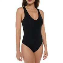 Black Medium Size Women's Sleeveless V-Neck Tank Top Bodysuit, Sexy Casual Cute Going Out Top Body Suit, Trendy Spring Summer 2024