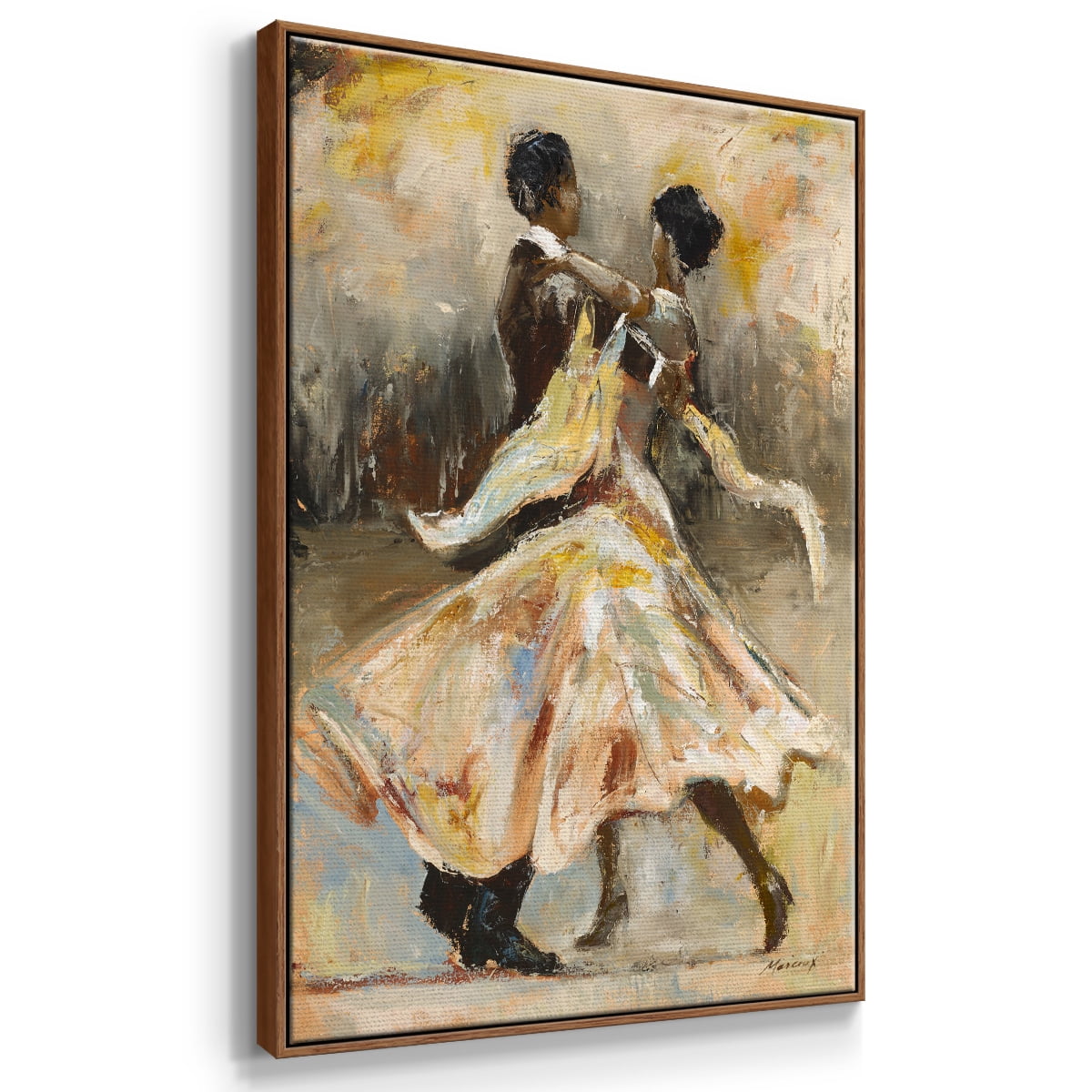 Night Out Framed Premium Gallery Wrapped Canvas - Ready to Hang - 25 x 37 - Walnut Floating Frame