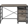 thumbnail image 1 of 48" Angle Iron Desk with Filing Cabinet Cabinet in Gray Wash, 1 of 5