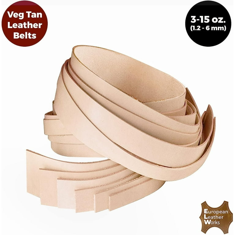 ELW Import Tooling Leather 9/10 oz Natural Belt Blanks/Strips/Straps from  Full Grain Vegetable Tanned Leather (1-3/4 x 50)