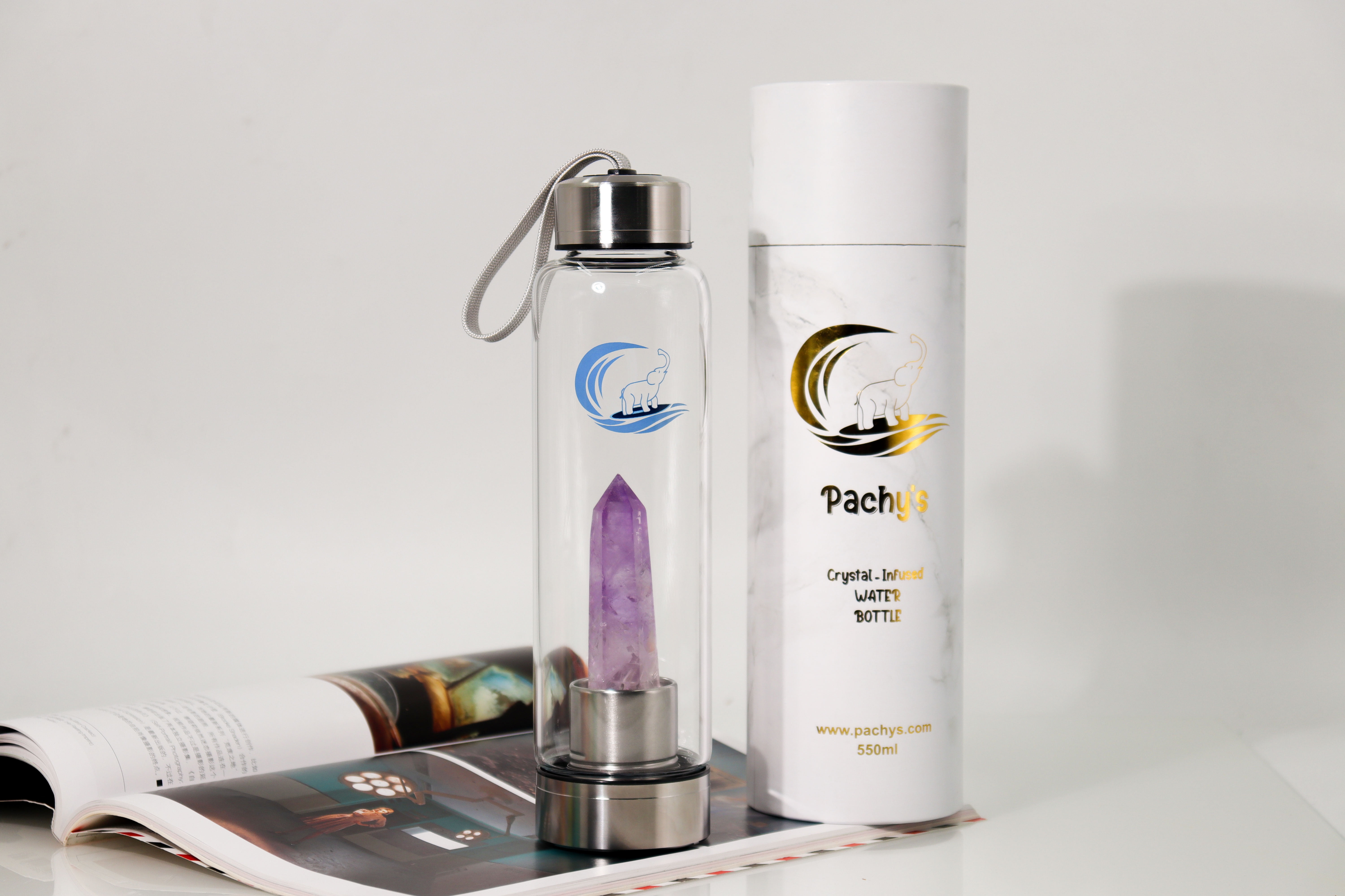 Crystal-Infused Water Bottle - Amethyst Quartz