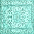 thumbnail image 1 of Ahgly Company Machine Washable Indoor Square Medallion Turquoise Blue Traditional Area Rugs, 3' Square, 1 of 4