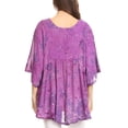 thumbnail image 2 of Sakkas Cleeo Long Wide Tie Dye Lace Embroidered Sequin Poncho Blouse Top Cover Up - Purple - One Size, 2 of 5