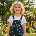 thumbnail image 4 of 3-14Years Girls Jumpsuit Denim Overalls for Kids Big Kid Bib Overalls Girls Blue Adjustable Belts Denim Suspenders，Dark Blue,11-12Y, 4 of 4