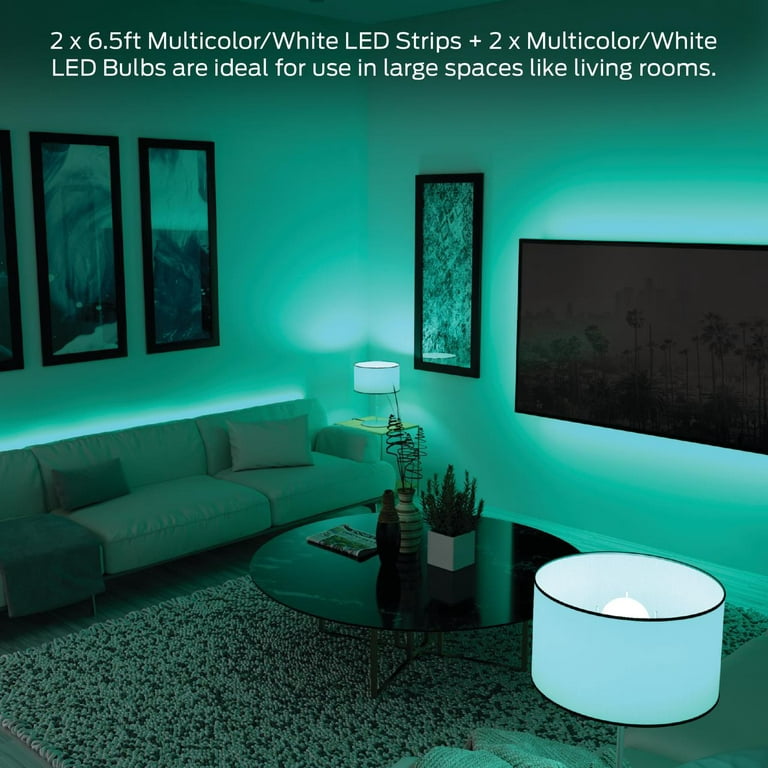 MONSTER ILLUMINESSENCE LED Mood Lighting Kit with 6.5 ft Long LED Strip RGB E26 Screw 7 Watt Bulb and Premium RF Touch Remote - Walmart.com