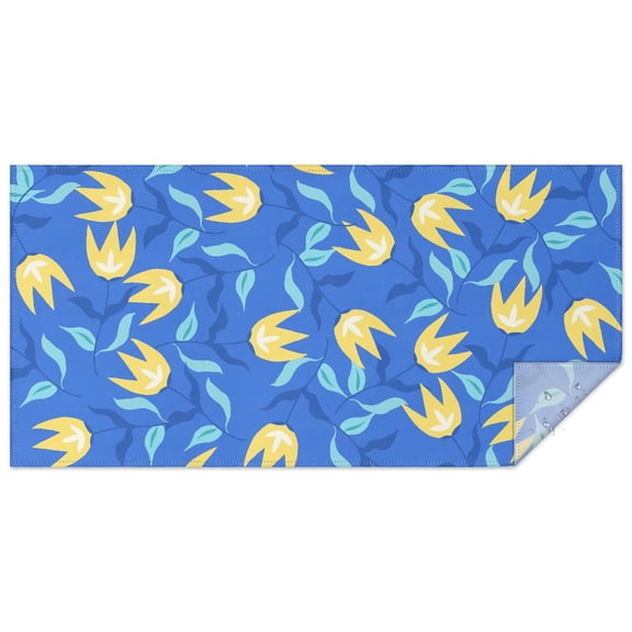 Rectangle Waterproof Tablecloth Yellow Tulip Reusable Indoor/Outdoor Durable Table Cover for Kitchen and Dining Room 60 Inch X 120 Inch