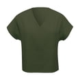 thumbnail image 4 of Outfmvch Cotton Tunic Tops for Women Loose Gauze Tunics Cotton Linen Short Sleeve Loose Fit Tunic Boho Peasant Blouse V Neck Casual V Neck Tops Outfits Green L, 4 of 5
