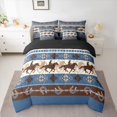 thumbnail image 2 of Homewish Rustic Cowgirl Cowboy Bedding Comforter Set 7pcs, Vintage Blue Western Aztec Queen Bedding Sets, Farmhouse Horse Shoes Reversible Queen Sheet Sets, Ultra Soft Bedroom Decor, 2 of 7