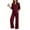 4# Wine, variant on Women'S 2 Piece V Neck Lounge Set Matching Sweatsuits Lounge Sets For Women Airport Travel Outfits Comfy Athleisure Fall Winter Clothes Wide Leg Palazzo Pants