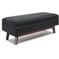 thumbnail image 1 of Simpli Home Owen 48" Faux Leather Rectangular Storage Ottoman in Midnight Black, 1 of 10