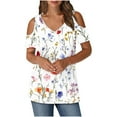 thumbnail image 2 of Soki Women's Off Shoulder Tee Clearance Blouses Short Sleeved V-Neck Fashionable Tops, 2 of 6