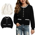 thumbnail image 5 of Gubotare Girls Fall Sweater Girls Cardigan School Uniforms Tops Toddler Knit Long Sleeve Button Sweater Lightweight Crewneck Fall Outwear Size 7-8 (Black,7-8 Years), 5 of 9
